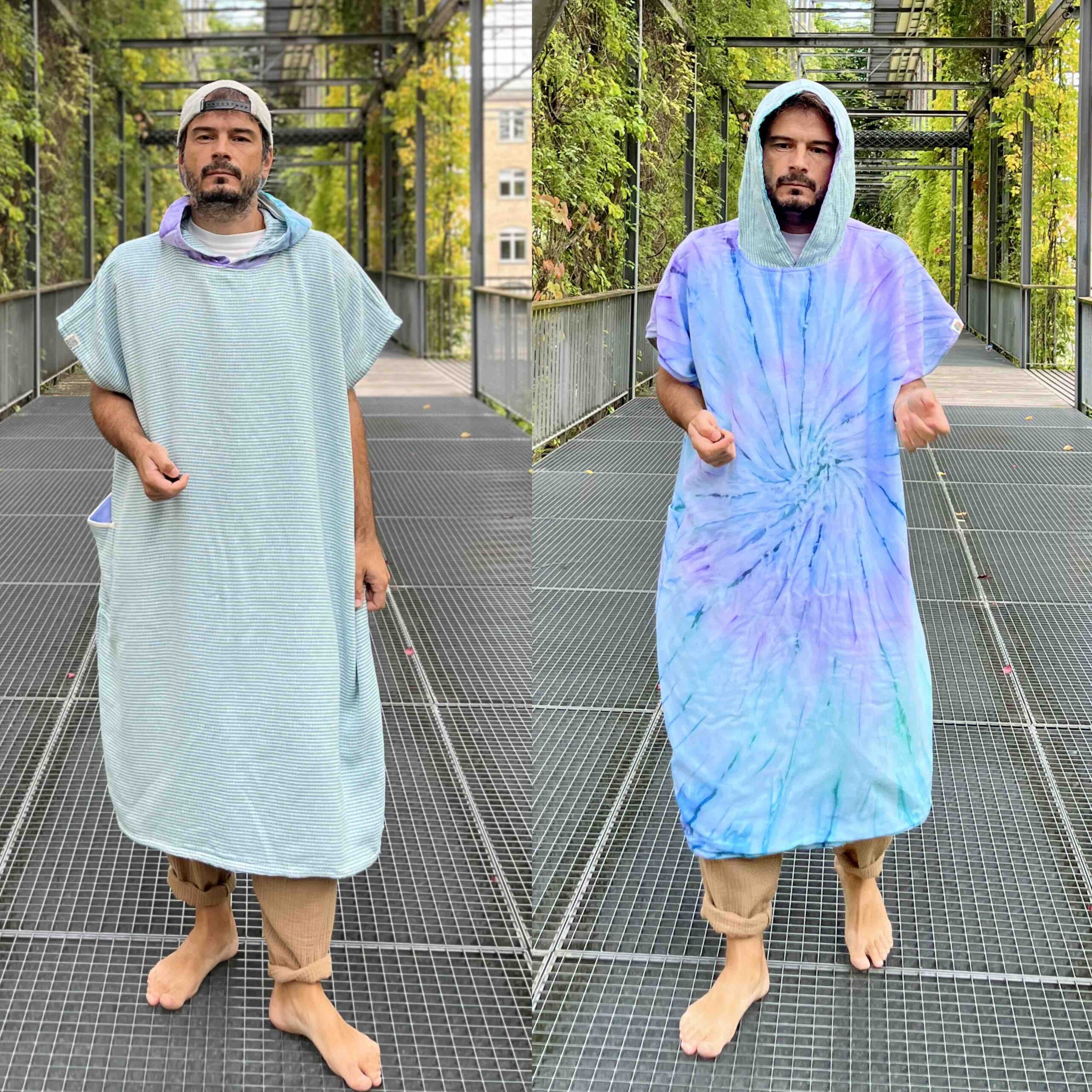 Batik & Stripes Reversible Poncho